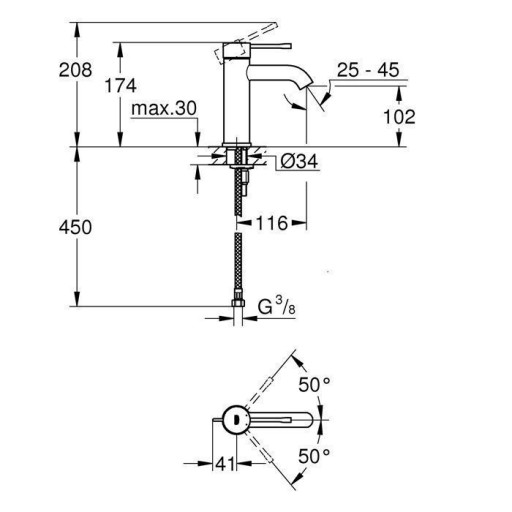 Смеситель для раковины GROHE Essence 23590001 однорычажный хром